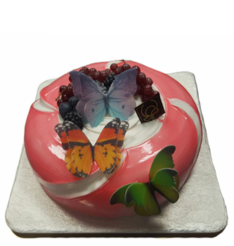 Torta Chantilly Decorata con Farfalle & Mirtilli